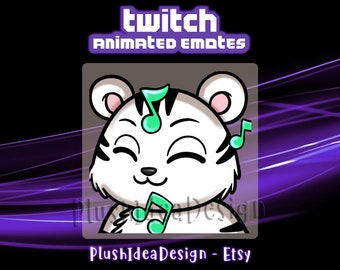 ANIMATED Disco Jam Music White Tiger - ANIMATED Twitch Sub Emote