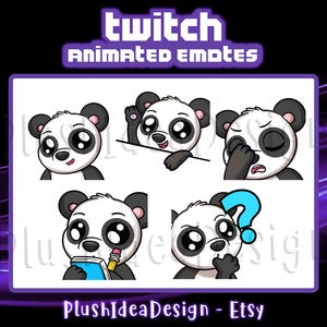 Guiño, Bongo, Facepalm, Nota, Panda confundido - Emotes animados para subtítulos en Twitch y Discord - Paquete de 5 - Emotes animados adorables