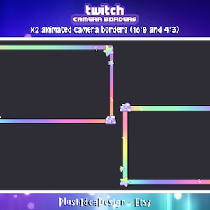 ANIMATED Camera Borders Pack - Cute Rainbow Pastel Stars and Clouds -  Twitch and Obs Stream Labs, Overlay, Webcam Border, Streaming