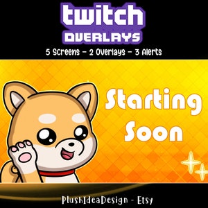 Twitch Screens, Alerts and Overlays Pack - Shiba Inu, cute dog, cute Shiba Inu, sweet puppy, kawaii dog -  Graphics for Streamer