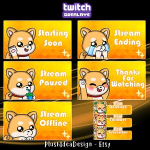 Twitch Screens Alerts and Overlays Pack Shiba Inu Cute - Etsy