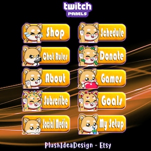Cute Shiba Inu Panels - 10 Twitch Panels Package - Graphics for Streamer - Cute dog, baby Shiba Inu