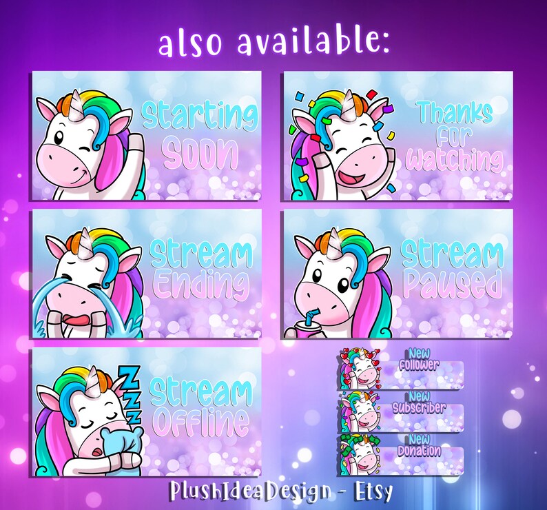 Unicorns 6 Twitch SubCheer BadgesBit Badges
