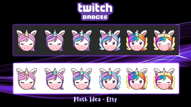 Unicorns 6 Twitch SubCheer BadgesBit Badges