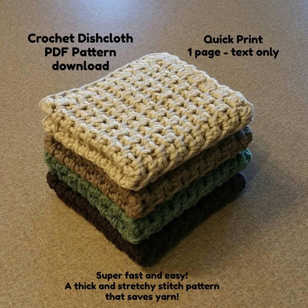 Crochet Dishcloth Pattern Quick Print PDF download