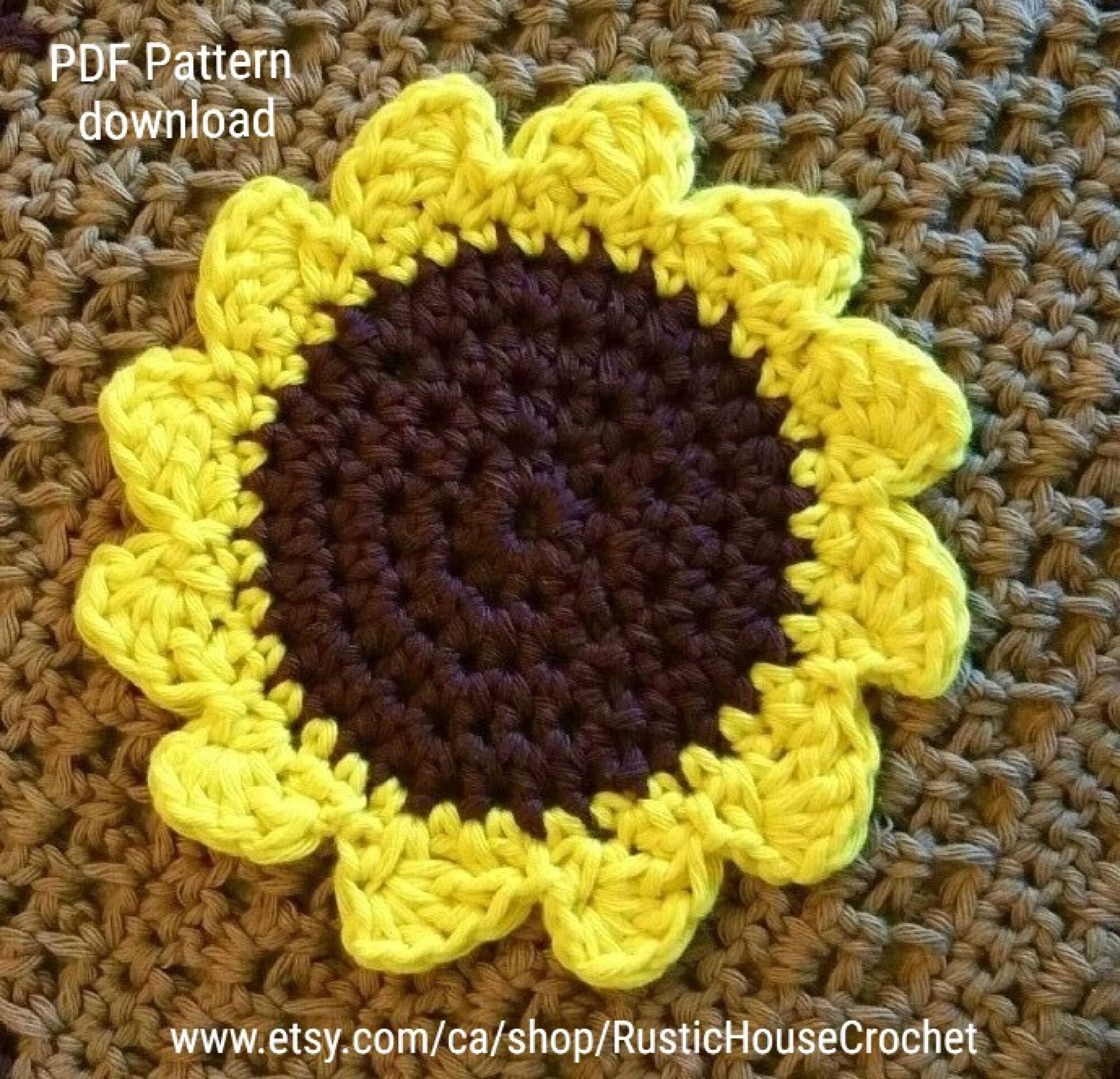 Crochet Sunflower Coaster Pattern PDF Download - Etsy