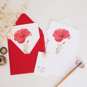 CARTE D'ART AQUARELLE | Coquelicot solitaire @laboutiquedemelimelo carte poétique, artisanat, créatrice française
