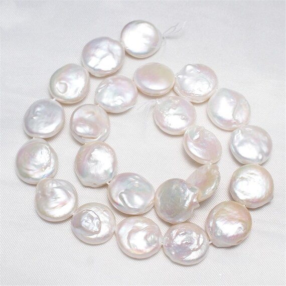 Natural whit pink purple coin cultured Freshwater Pearl Loose Beads Strand 15/"