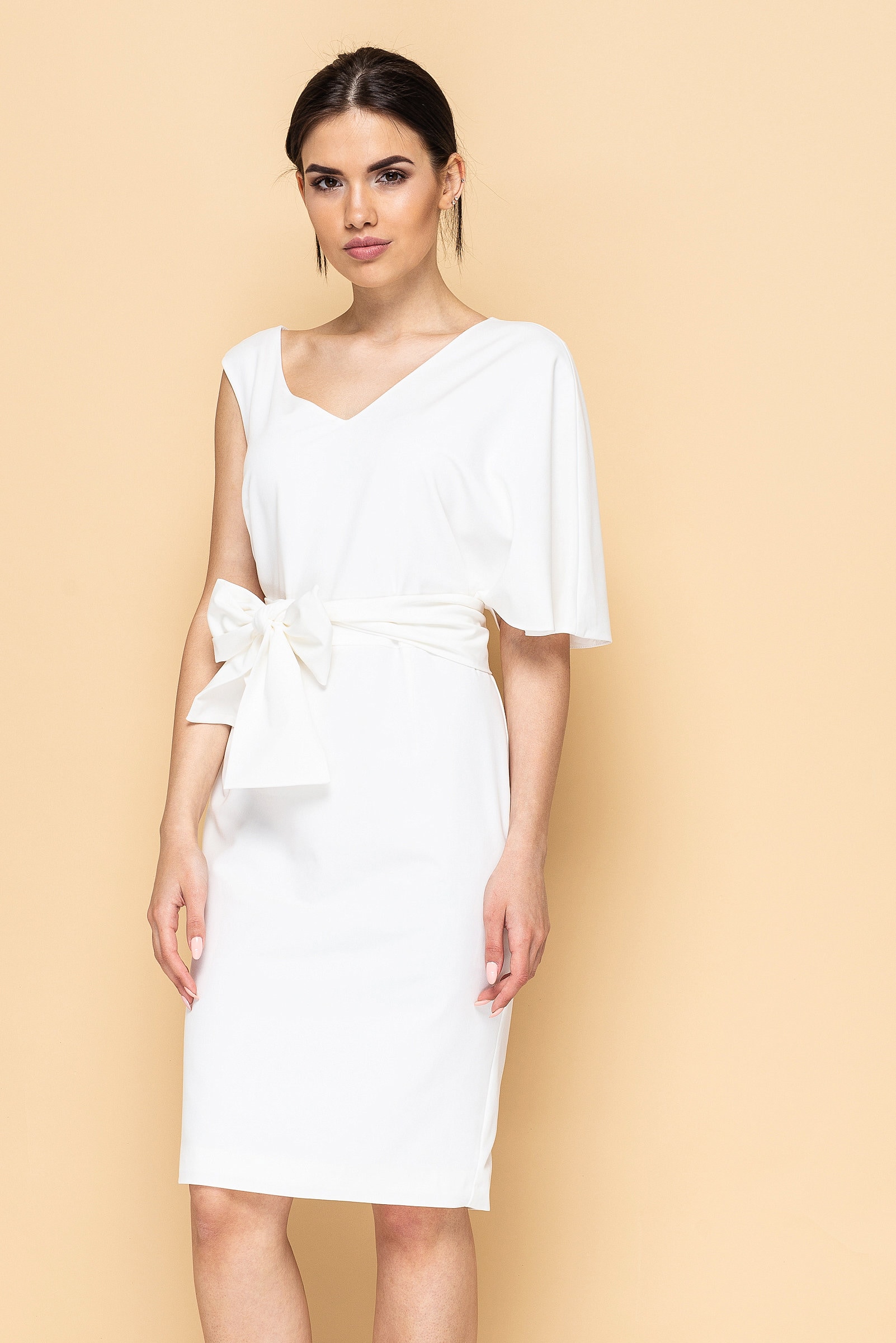 Asymetrical White Pencil Midi Dress Short Simple Wedding - Etsy