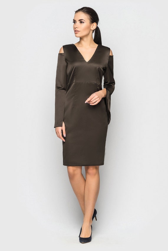 taupe occasion dress