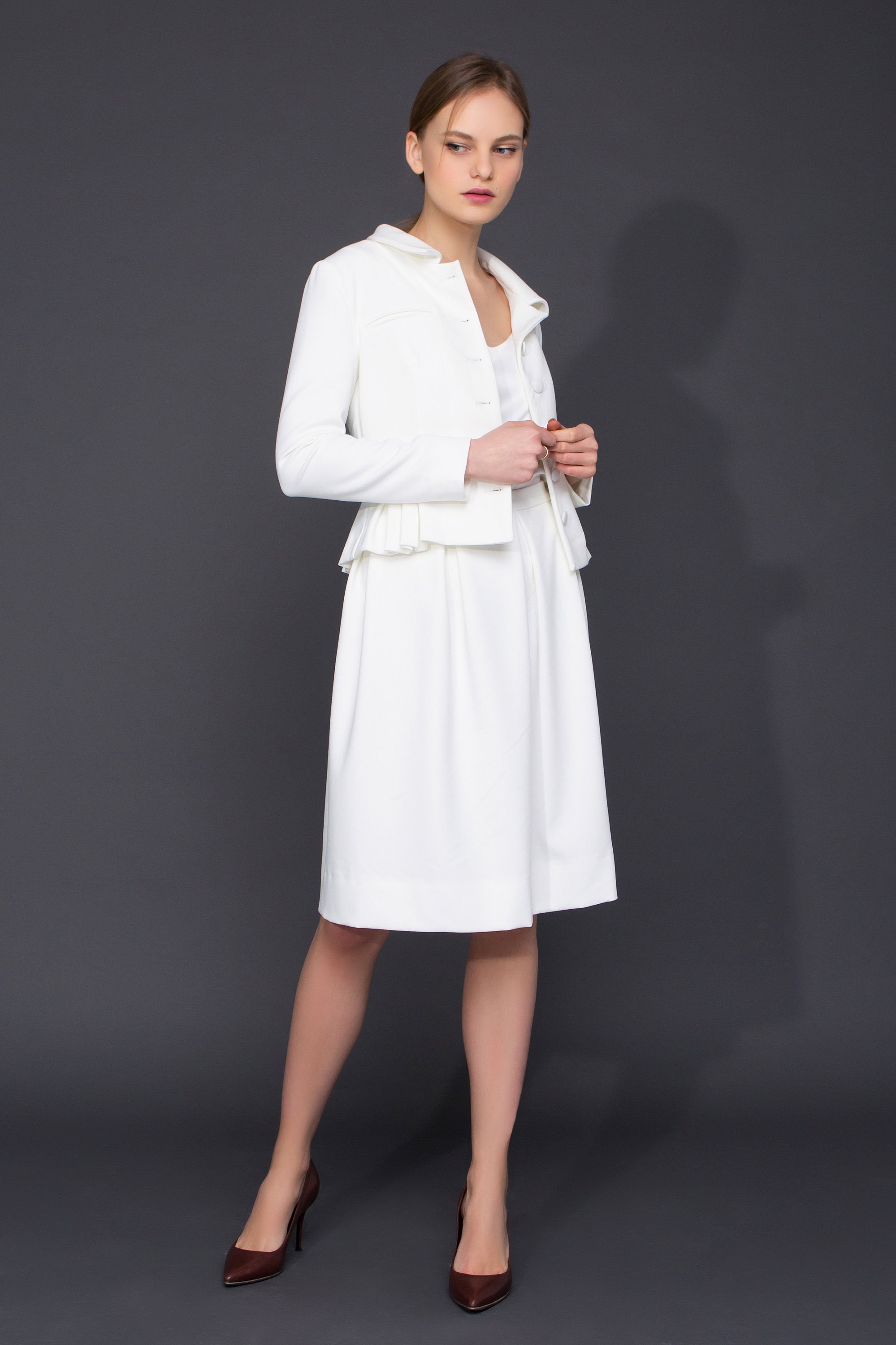 White Suit Women Wedding Skirt Suit Two Piece Set Etsy