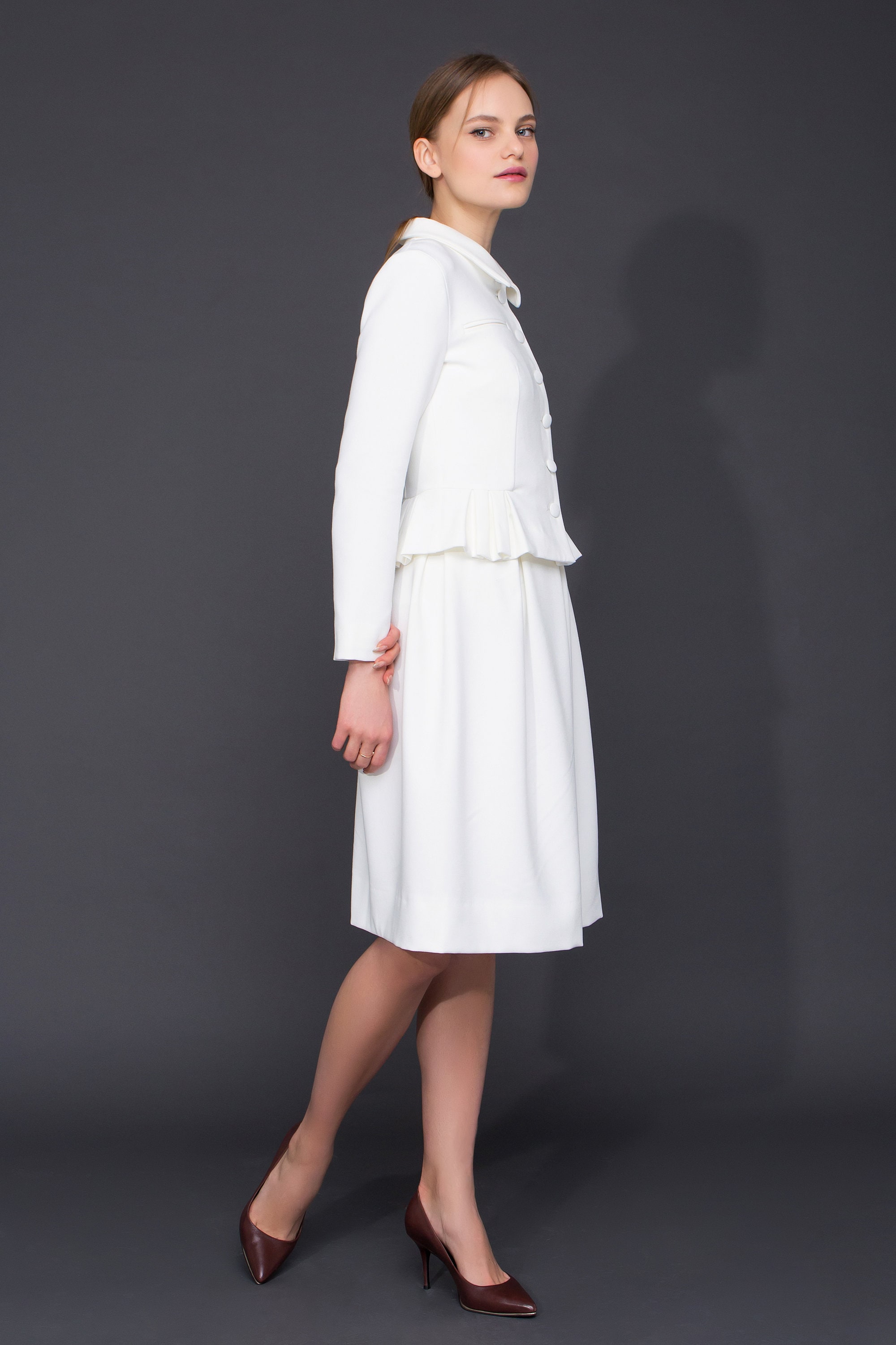 White skirt suit shop for wedding