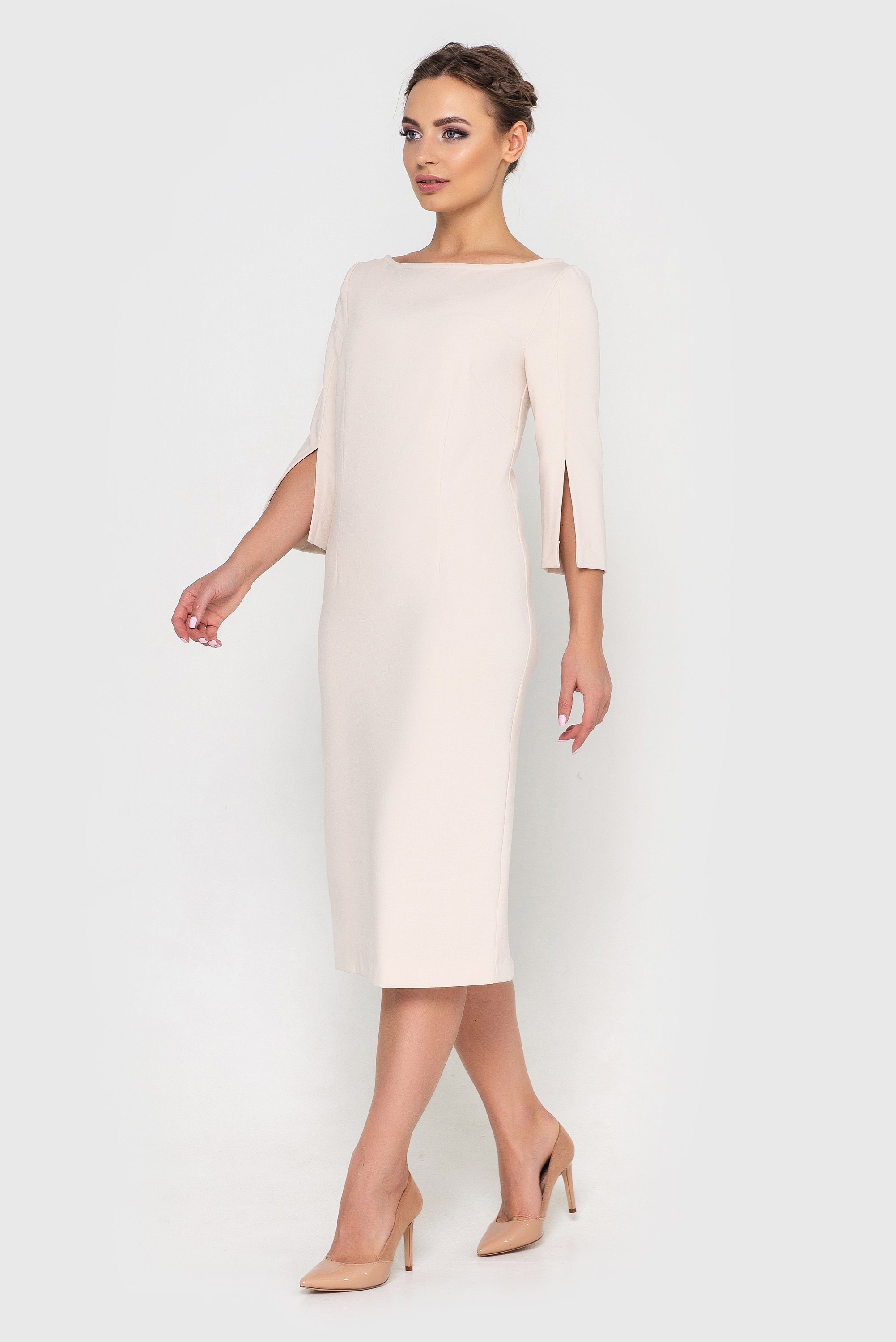 White short cocktail dress Midi dresses for women Simple | Etsy