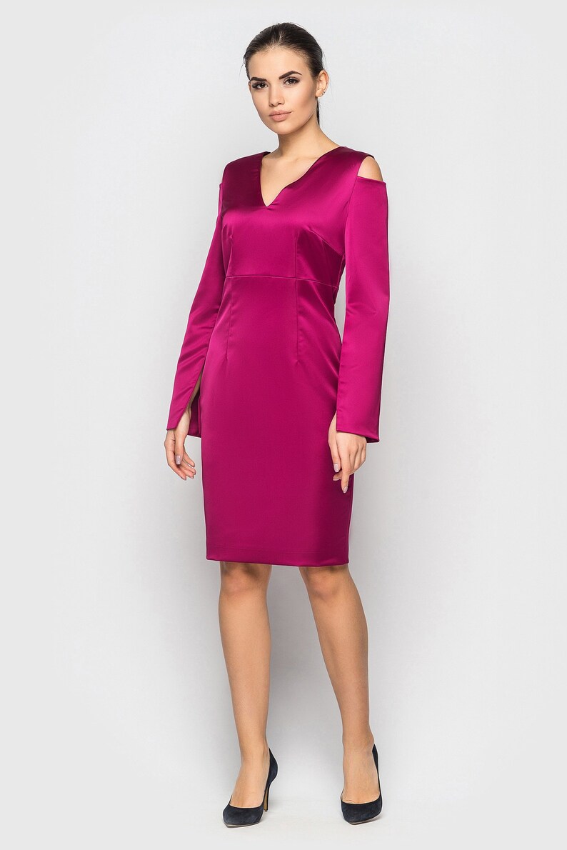 fuschia pink evening dress