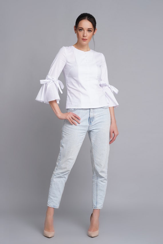 White Cotton Blouse Blouse Women With 