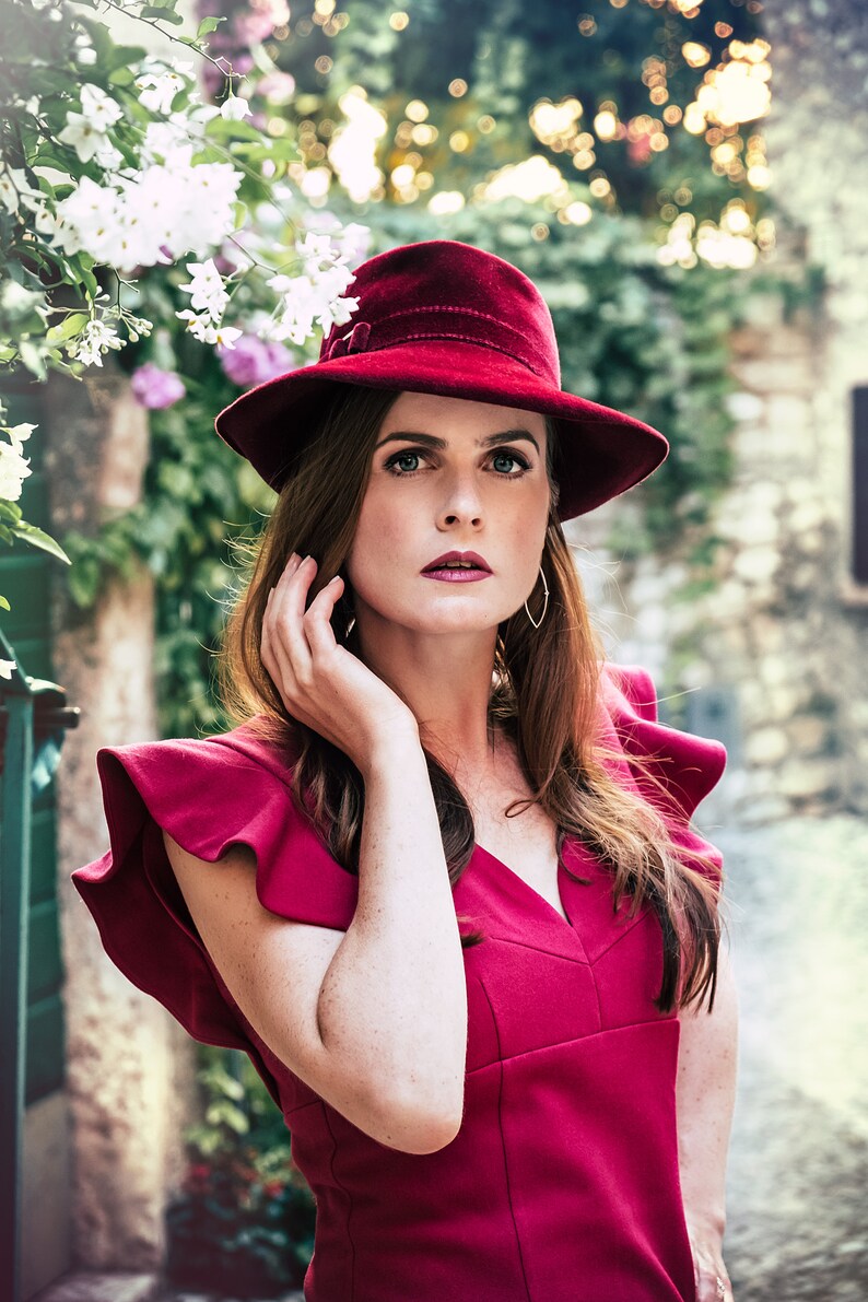 Red Wedding Guest Dress Flounce Dress Butterfly Sleeve Midi - Etsy