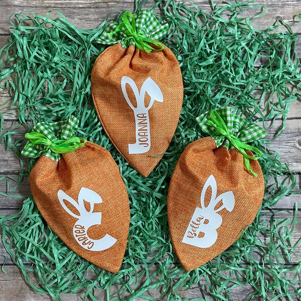 Personalized Easter Carrot Shaped Treat Bags|Sacks|Kids Favor|Class Party