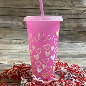 Personalized Valentine&#39;s Hearts Color Changing Cold Cups