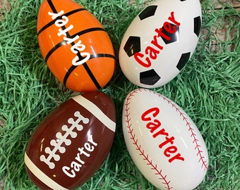 Personalized Large|Jumbo Sports Plastic Easter Egg for Kids|Soccer Football Baseball Basketball