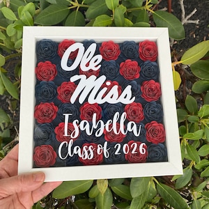 Personalized College Flower Shadow Box|Dorm  Decor|Decision Day|Graduation|Bed Party