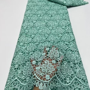 High Quality African Lace Fabric Nigerian Style Lace Fabric Guipure Fabric Bridal Dress Women Embroidery Mesh Tissu New Green Blue 5 Yards