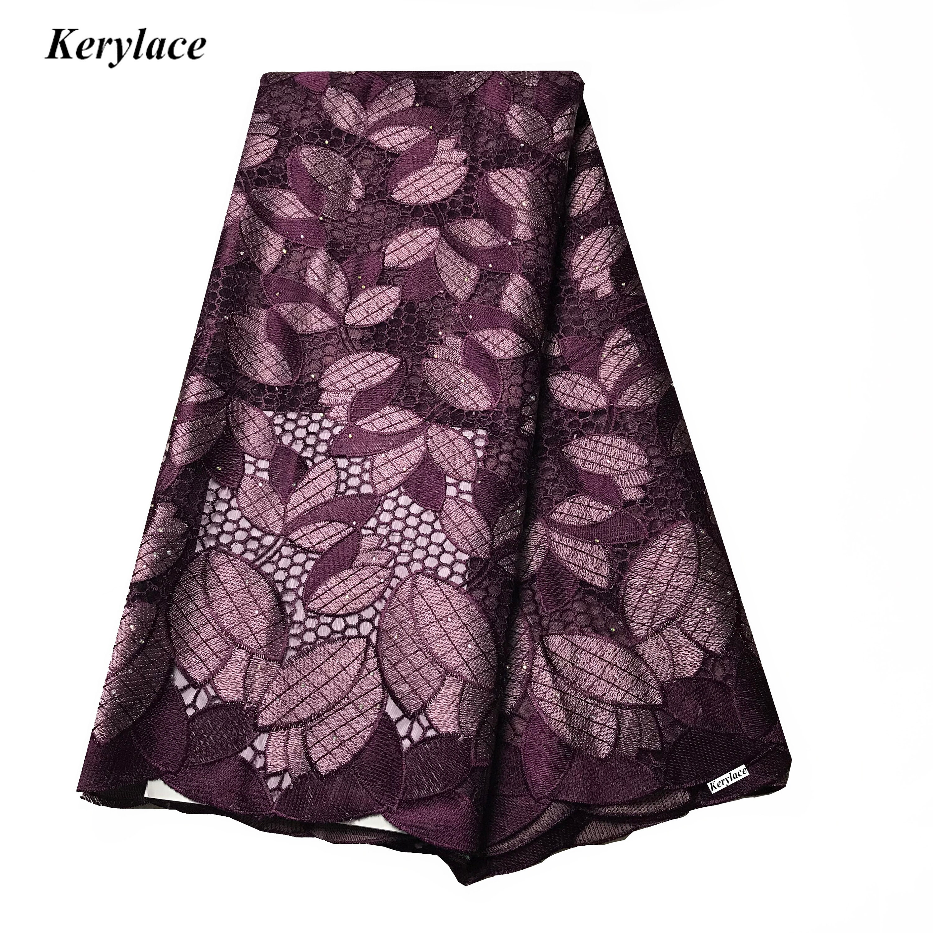 Tela de encaje de tul suizo con gasa y piedras, tela de encaje de cordón  africano de 5 yardas, tela de encaje nigeriano con bordado de algodón para  bodas, color morado oscuro -, image size:3000x3000