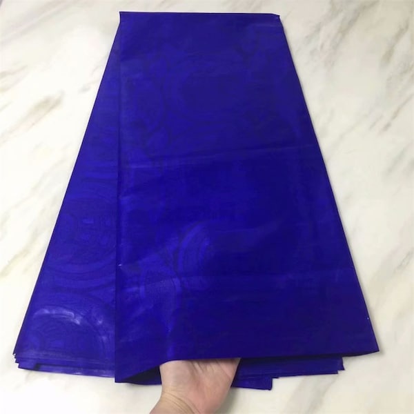 5 yardas azul Bazin encaje tela tela hombres / mujeres Coser algodón encaje tejido suizo voile encaje africano bazin tela vendido por color, no por patrón