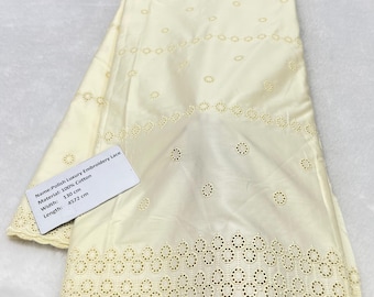 Tela de encaje de voile de algodón bordado, material de encaje polaco para vestidos de novia (5 yardas)