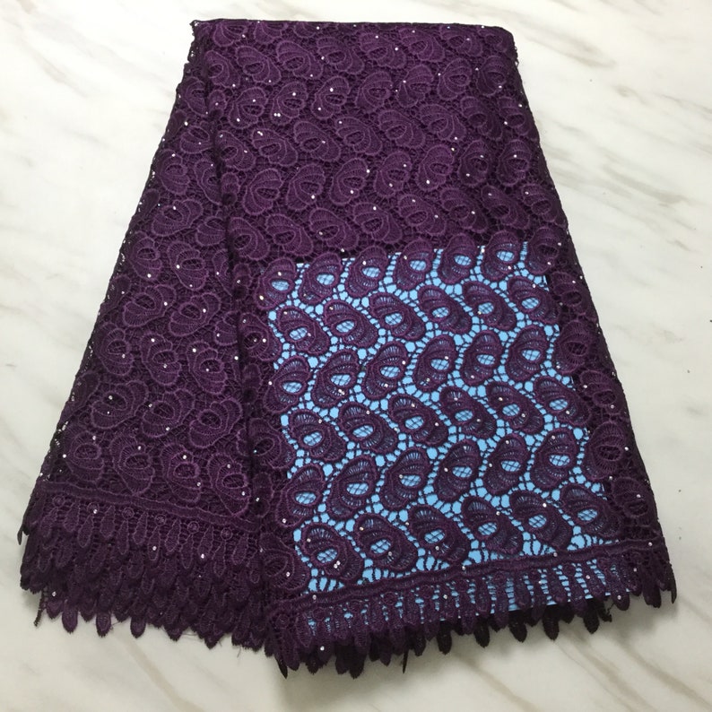 Grey Dark Blue New High Quality African Cord Lace Fabric with stones Guipure Fabric 5 YardsLot For Women Dress Embroidery Mesh French Lace