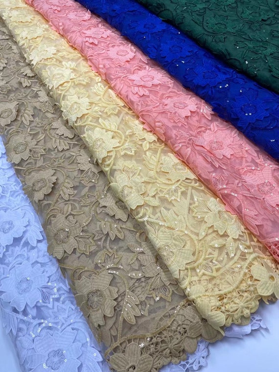 5 Yards Lace Sequin Tulle Fabric Embroidery French Net Lace Etsy