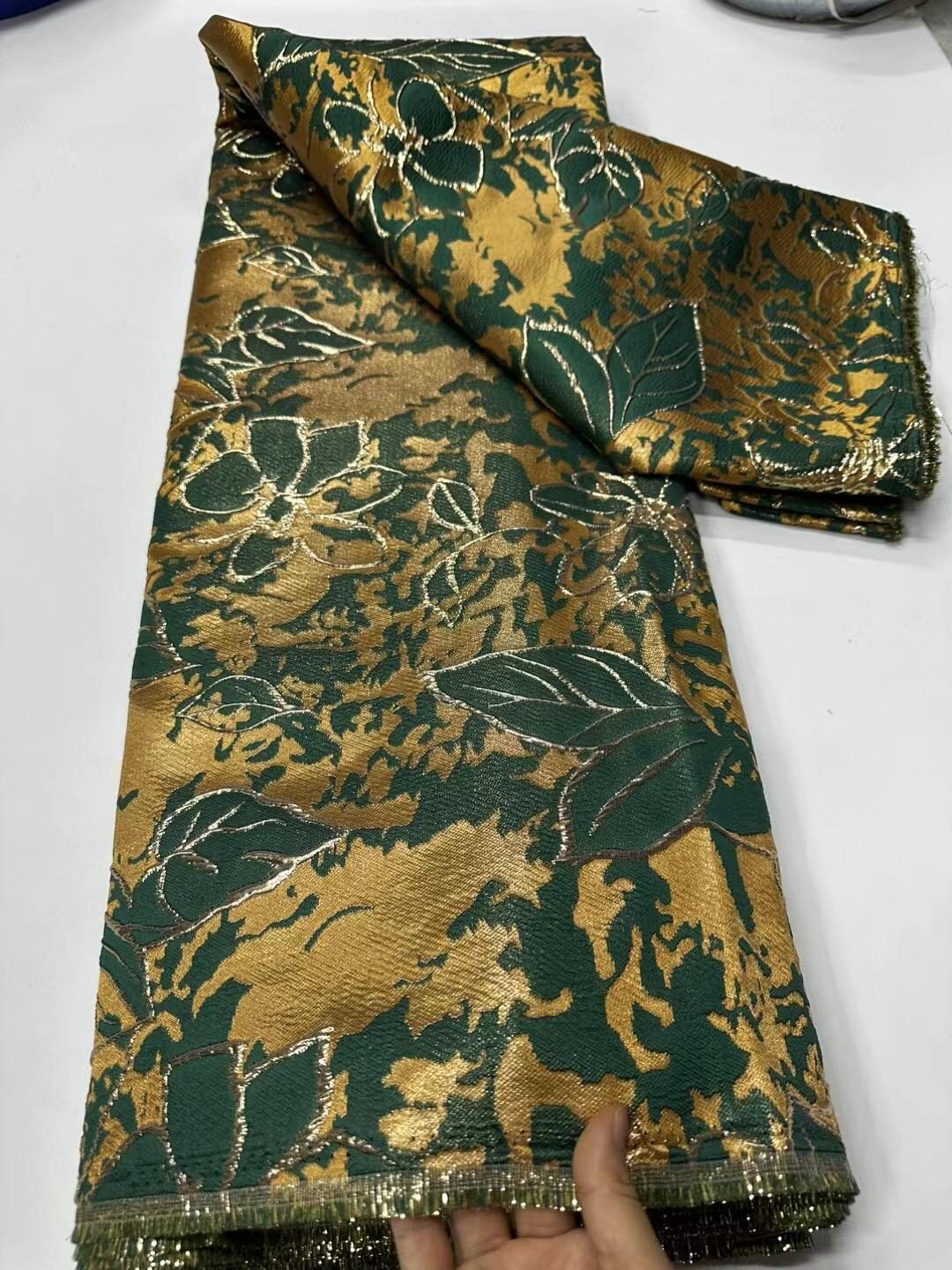 Tela africana de Jacquard con bordado de encaje, 5 yardas por lote, tela  francesa suiza, gasa de encaje, tul, tejido de encaje para vestido de novia  para mujer, dorado y rojo -, image size:1080x1440