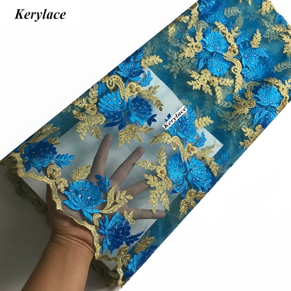 Sky Blue French Tulle Swiss Voile Lace Fabric African Lace Etsy