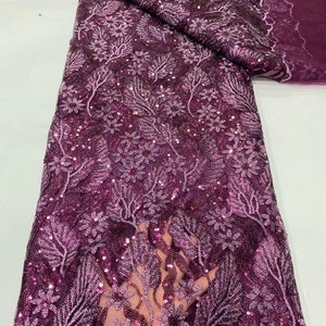 5 Yards Embroidery Fabric Tulle Lace Wedding Bridal Dress Tissu High Quality African Sequin Net Lace Swiss Voile Lace Fabric Dark Green Red