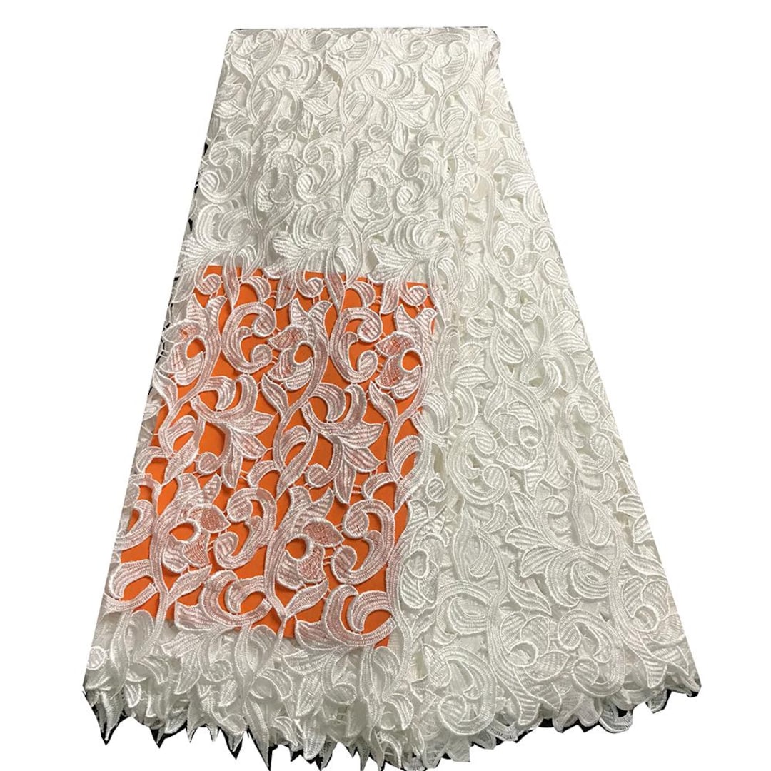 chinese dress ladies African Lace fabric Hot Sell Mesh 2019 New Arrival Plain white Color african  cord Lace /guipure lace Fabrics High Quality X012