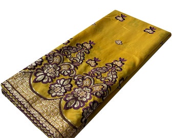 Última alta calidad africana George encaje 5 yardas tela de encaje de seda vestido de novia tela de encaje de algodón costura artesanía bordado nupcial mujeres oro