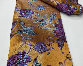 Tela Jacquard de alta calidad para bodas, novias, mujeres, tela bordada, tela de encaje de red, tela de gasa suiza, encaje de tul de moda naranja