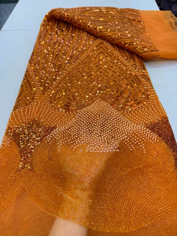 Buy African Lace Fabrics Embroidery Swiss Voile Lace Fabric 5 Yards Sequin  Sewing Heavy Beads Net Tulle Lace Tissu Wedding Fabric Dress Coffee Online  in India - Etsy