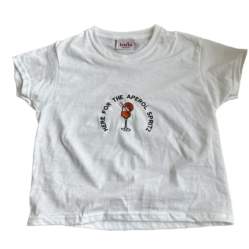 Aperol Spritz Crop Top Baby Tee Beer Garden Footballs Coming Home Embroidered image 1