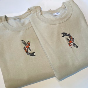 Koi Fish Trendy Matching Embroidered Sweatshirts