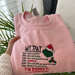 Funny My Day Schedule Embroidered Christmas Sweatshirt