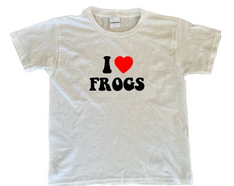 I <3 frogs y2k baby tee embroidered gift ideas funny T-shirt