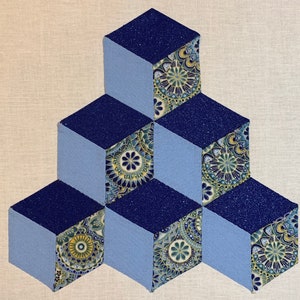 EPP Tumbling Blocks Quilt Block pdf Pattern - English Paper Piecing