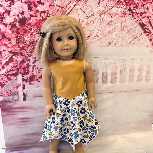 Handmade 3 Piece Summer Outfit for American Girl,Our Generation and Other 18" Doll -  Liberty Fabric - Doll Clothes