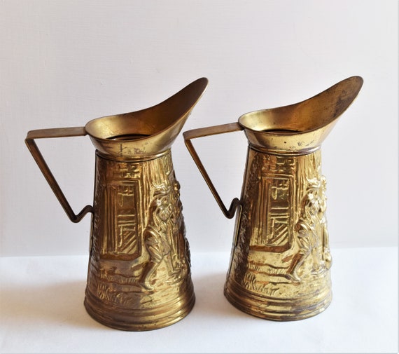 Set of 2 Peerage Brass Pitchers Made in England Brass Vases English Brass  Jugs 
