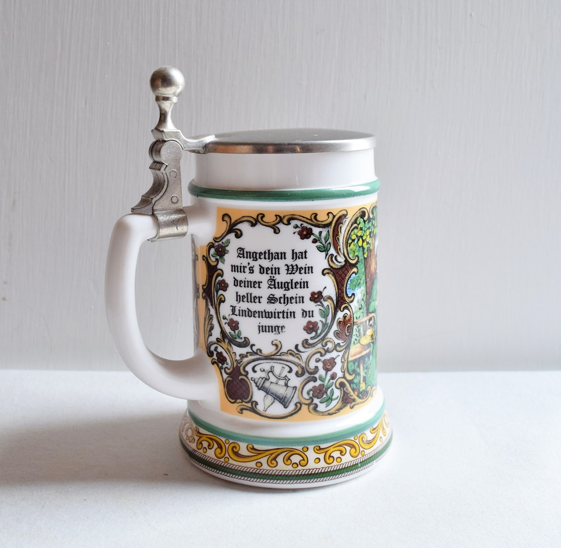 German Beer Stein /BMF Bierseidel Beer Stein/ Milk Glass Beer Mug/ Etsy