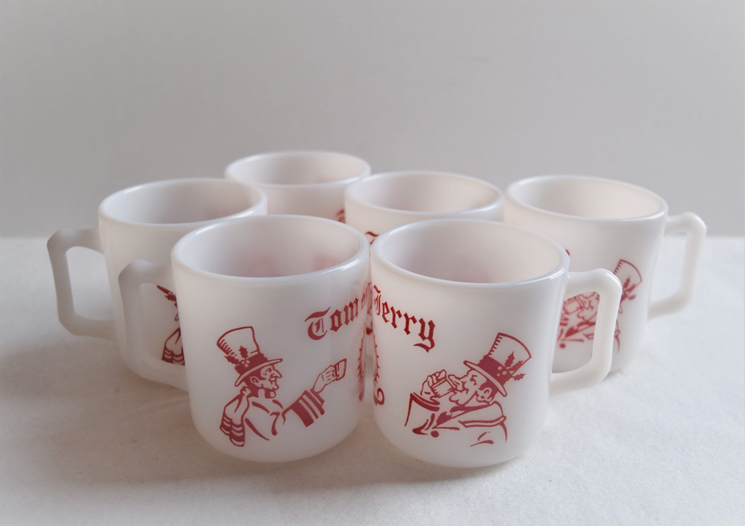 Tom and Jerry  ミルクガラスマグ ボールのセット ヘーゼルアトラス Hazel Atlas Tom and Jerry Egg Nog Serving Punch Bowl & Cups