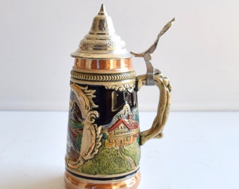 Small German Beer Stein 250 ml Ceramic Mugs with Country Side scene