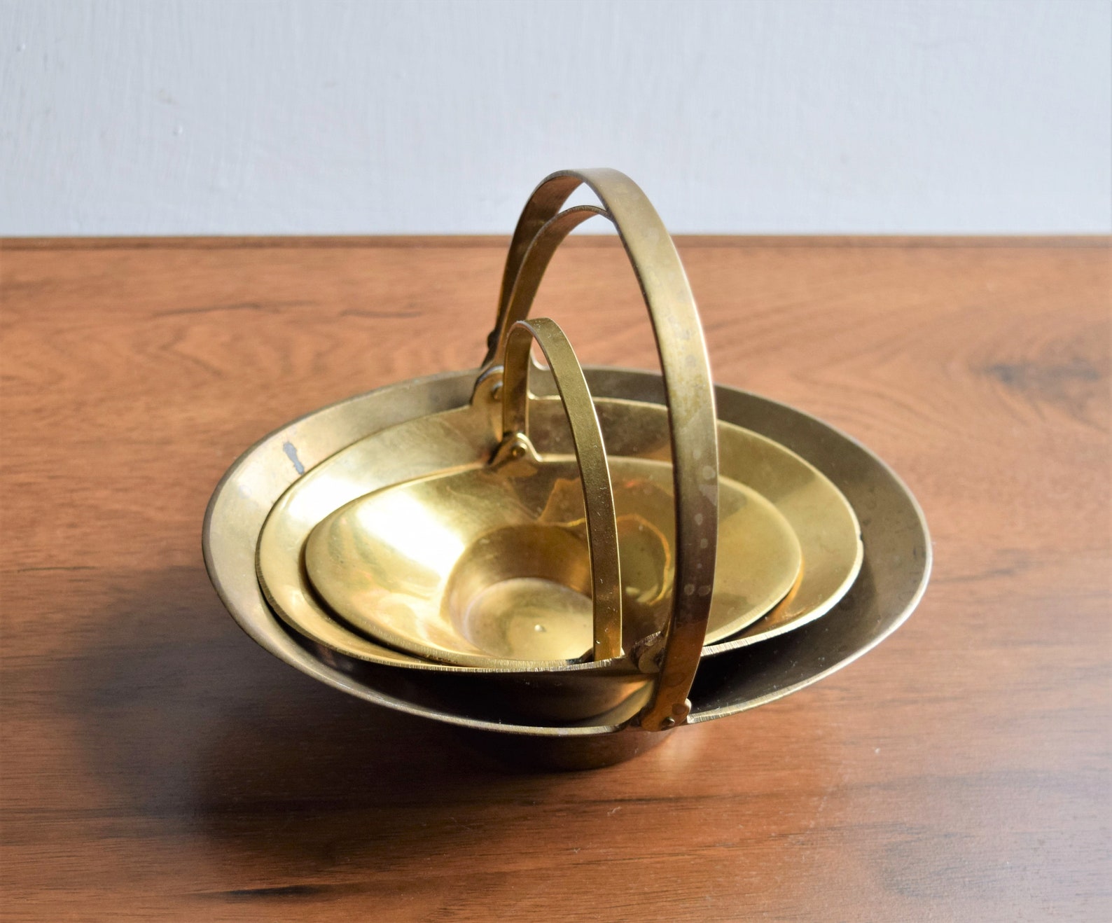 Nesting Set of 3 Brass Dishes Made in India/brass Household Novelties