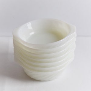 Fire king Small Casserole Milk Glass Swirl Set Of 7