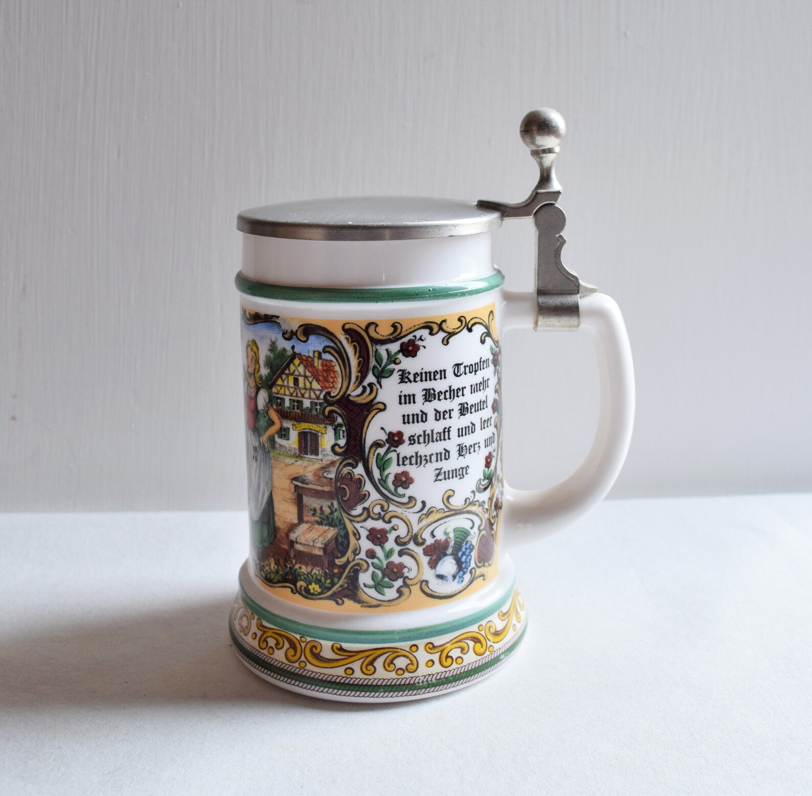 German Beer Stein /BMF Bierseidel Beer Stein/ Milk Glass Beer Mug/ Etsy
